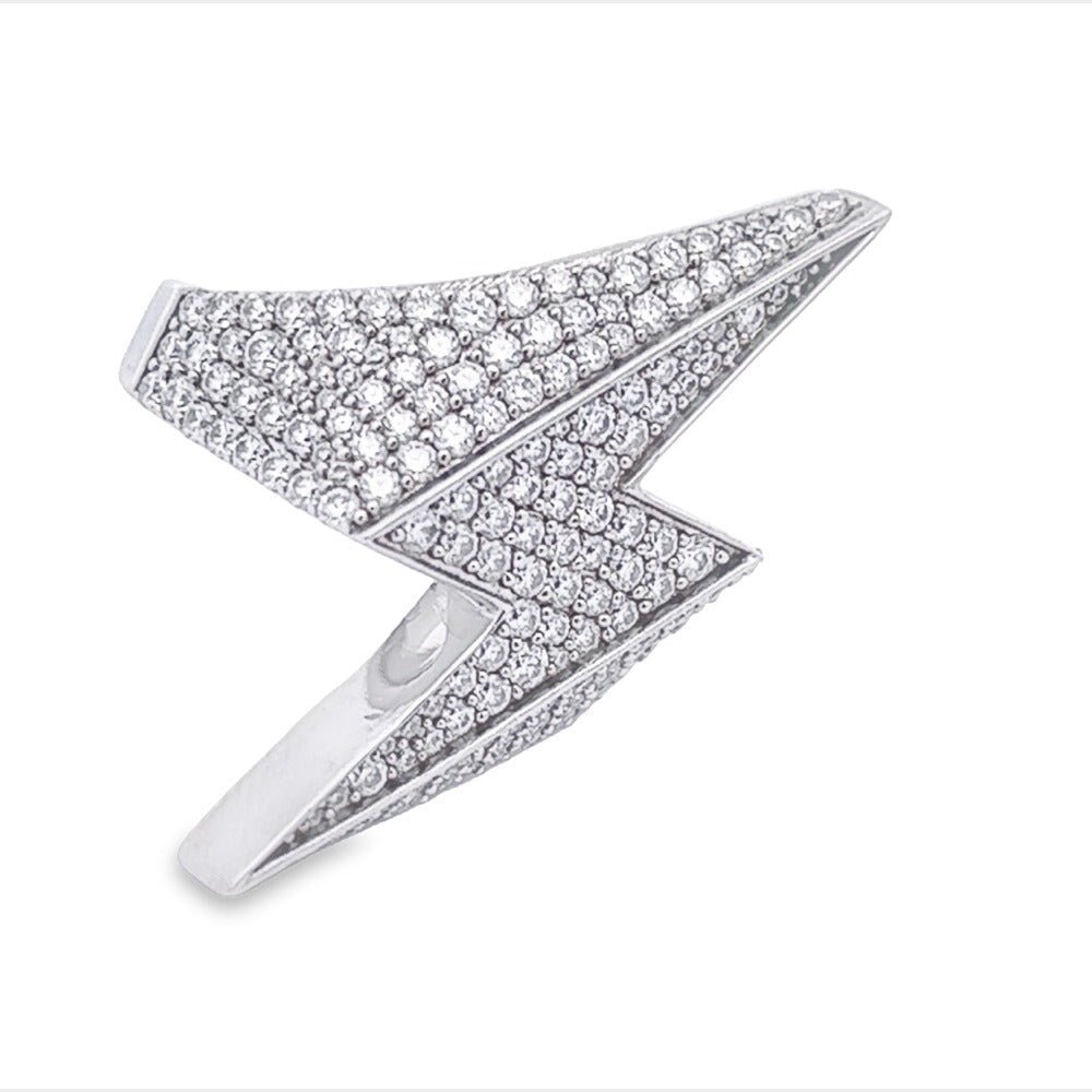 Lightning Bolt Iced Out VVS Moissanite Ring .925 Sterling Silver