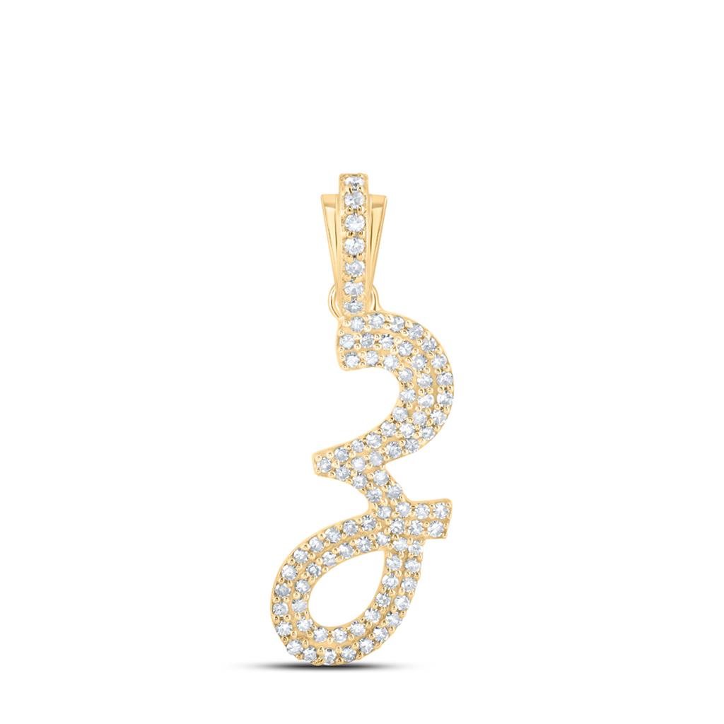Lowercase Cursive A-Z Letter Initial Diamond Pendant 10K Gold