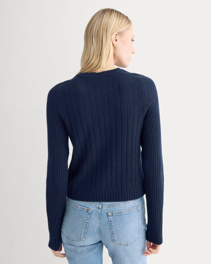 Mix Ribbed Crew in Cashmere | Navy