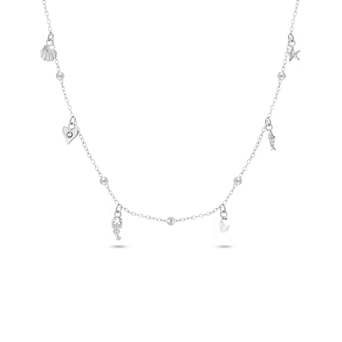 Written In The Sand Mini Charm Necklace (Silver)