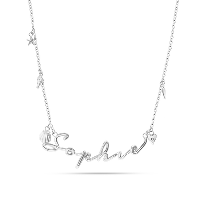 Written In The Sand Charm Name Necklace (Silver)