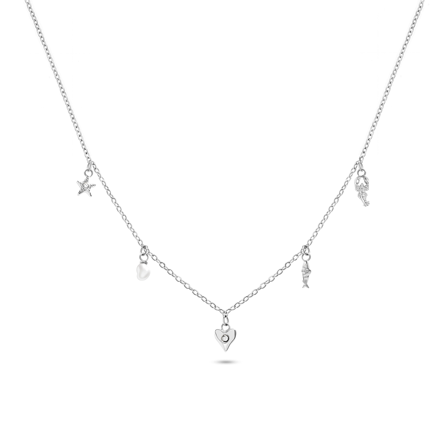 Written In The Sand Mini Charm Necklace (Silver)