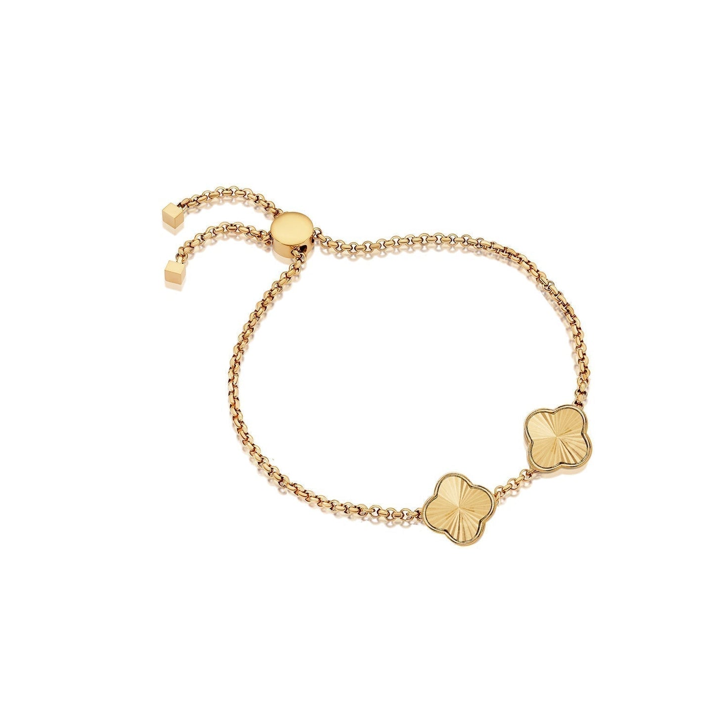 Textured Clover Custom Name Bracelet (Gold)