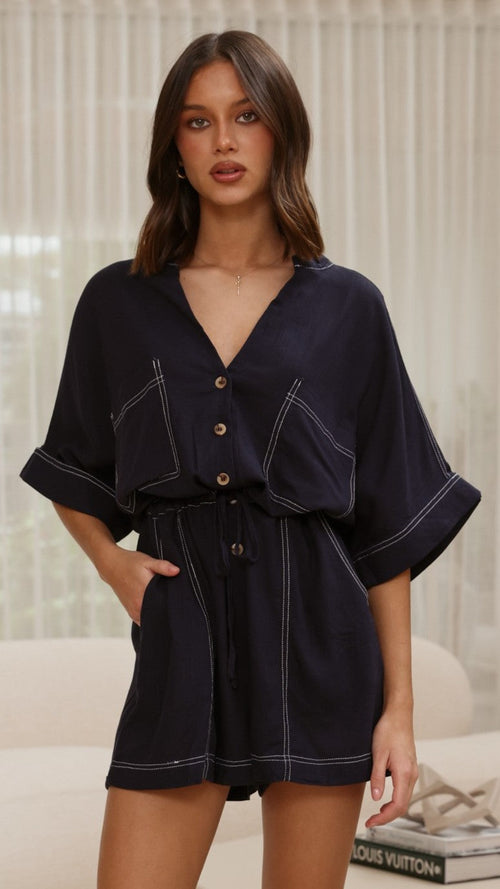 Cami Playsuit - Navy
