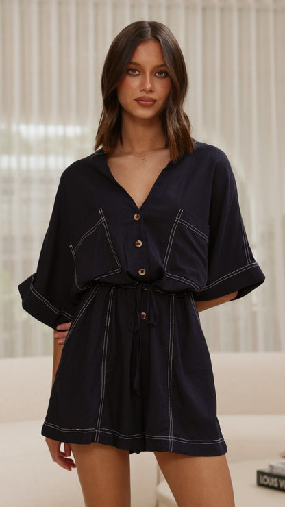 Cami Playsuit - Navy
