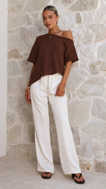 Blair Off Shoulder Tee - Chocolate
