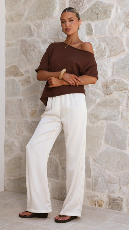 Blair Off Shoulder Tee - Chocolate