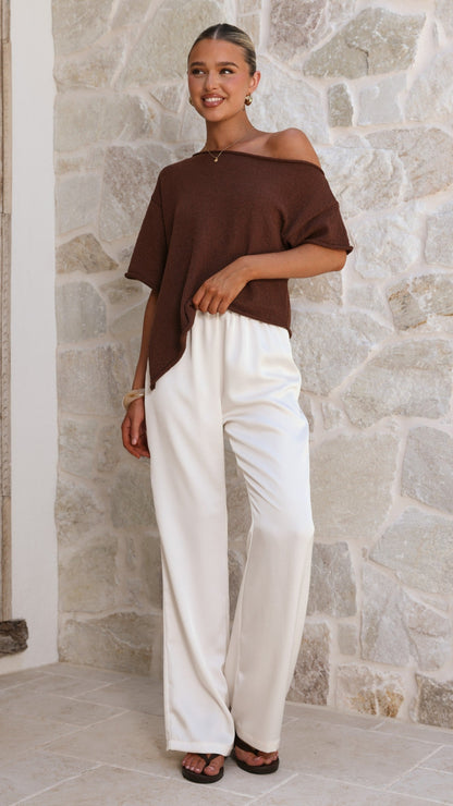 Blair Off Shoulder Tee - Chocolate