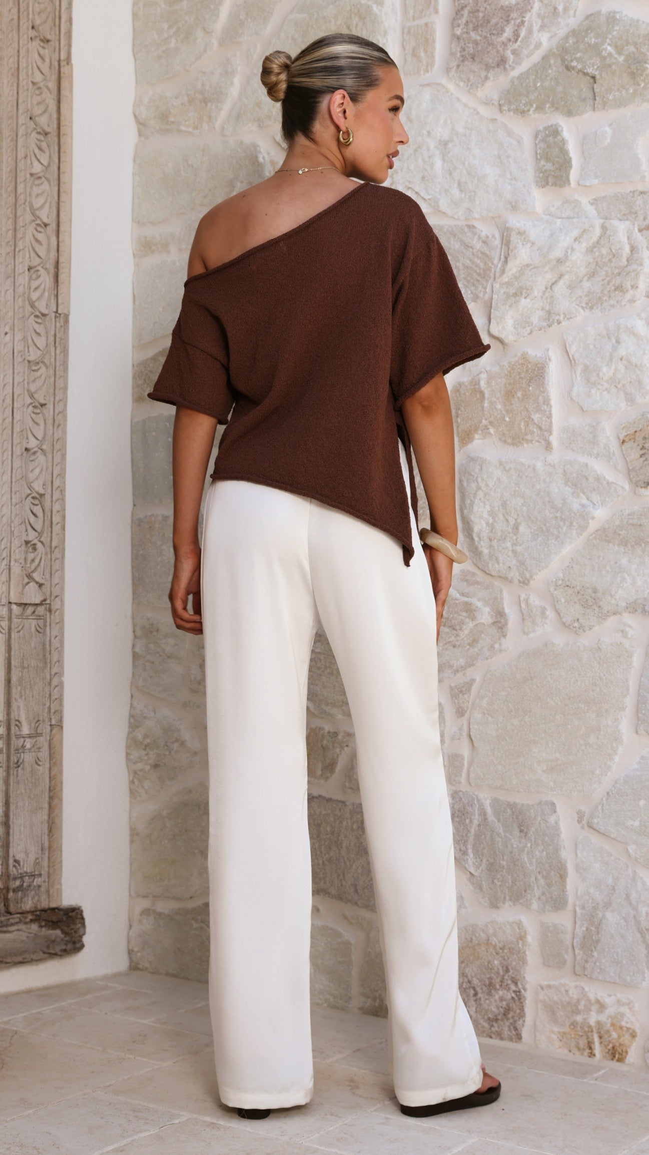 Blair Off Shoulder Tee - Chocolate