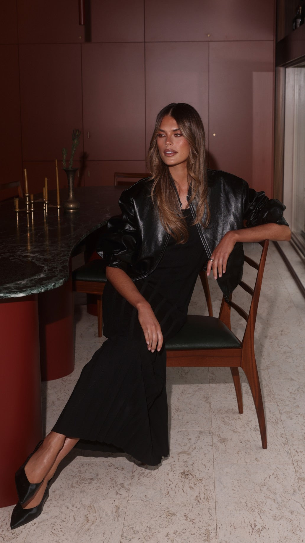 Avalyn Knit Maxi Dress - Black