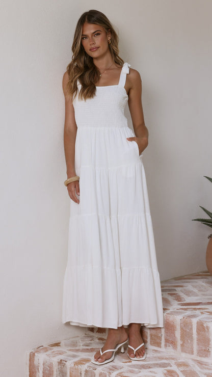 Carlina Tiered Maxi Dress - White