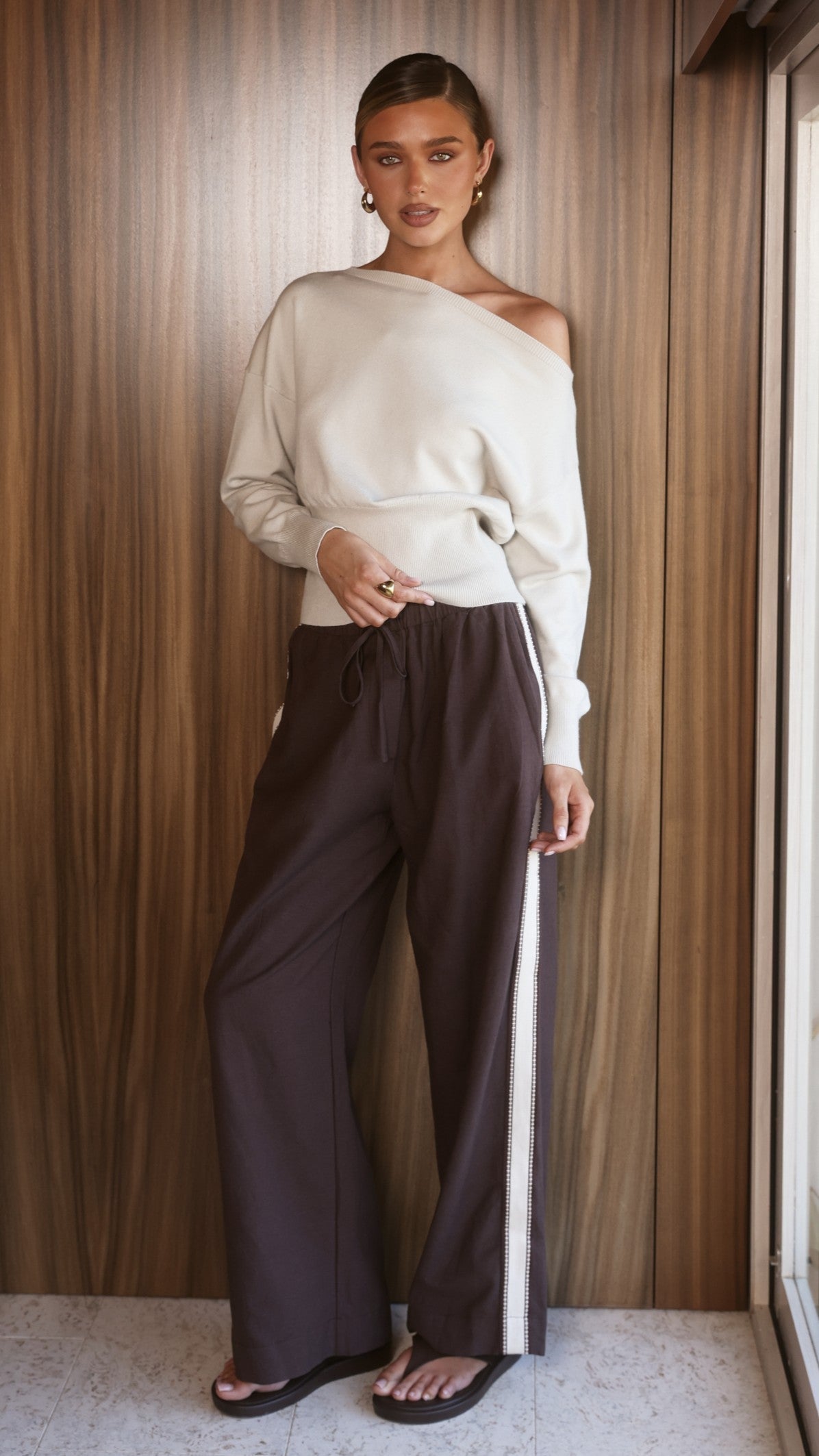 Belara Pants - Chocolate/Beige