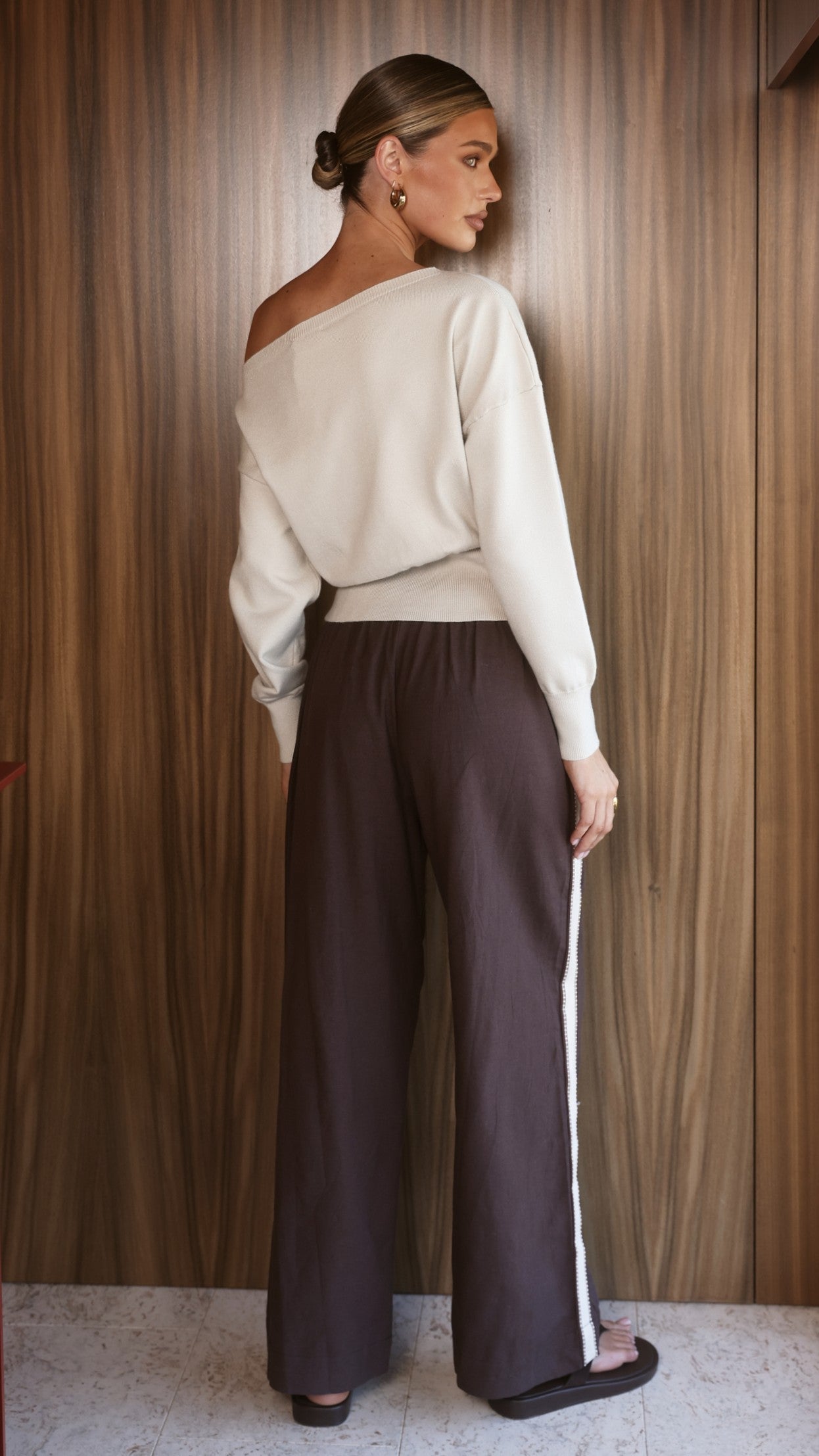 Belara Pants - Chocolate/Beige