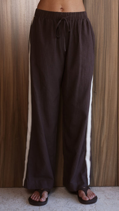 Belara Pants - Chocolate/Beige