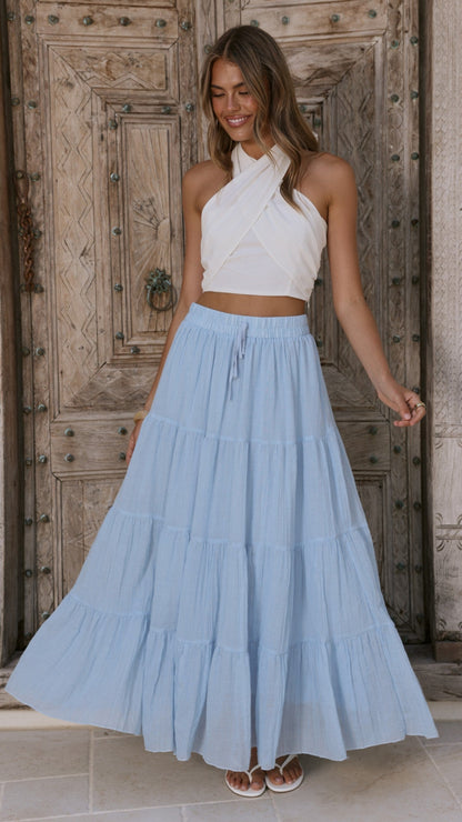 Cartier Tiered Maxi Skirt - Blue