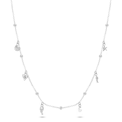 Written In The Sand Mini Charm Necklace (Silver)