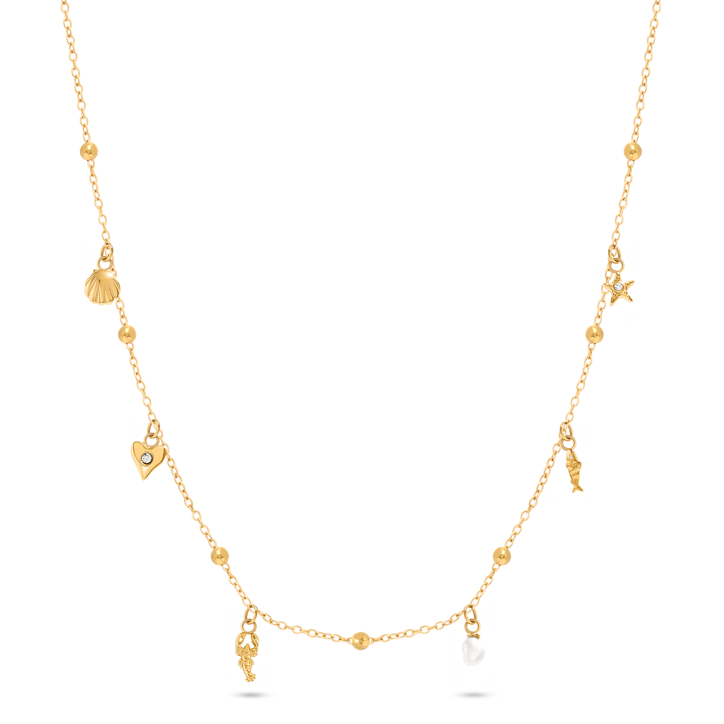 Written In The Sand Mini Charm Necklace (Gold)