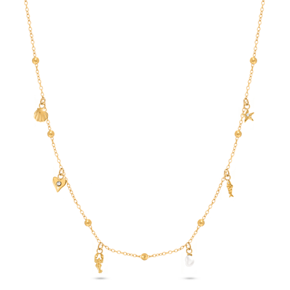 Written In The Sand Mini Charm Necklace (Gold)