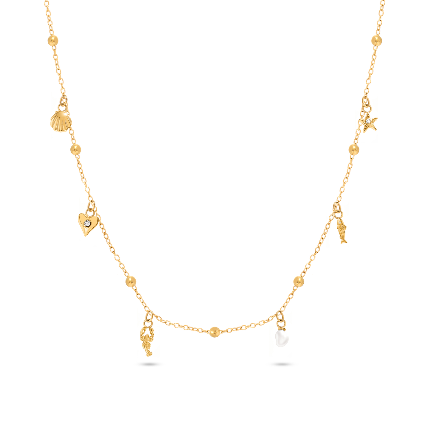 Written In The Sand Mini Charm Necklace (Gold)