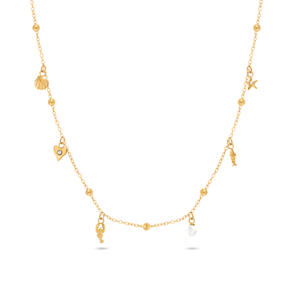 Written In The Sand Mini Charm Necklace (Gold)