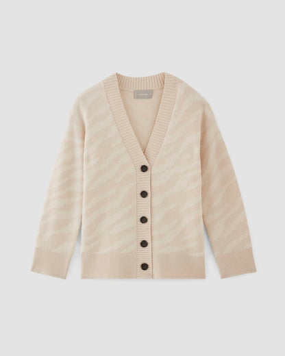 The Alpaca Tiger Jacquard Cardigan | Canvas / Snow