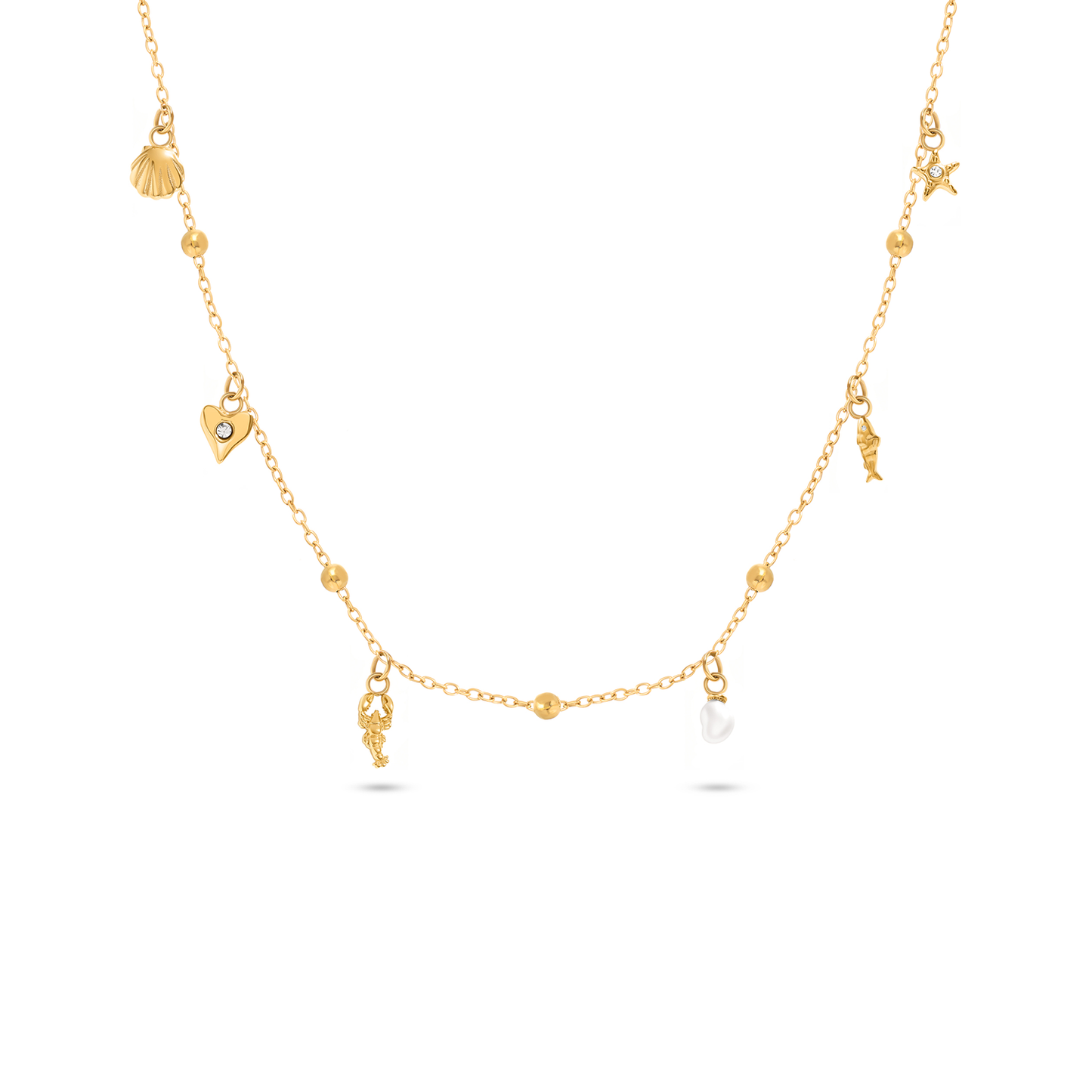 Written In The Sand Mini Charm Necklace (Gold)