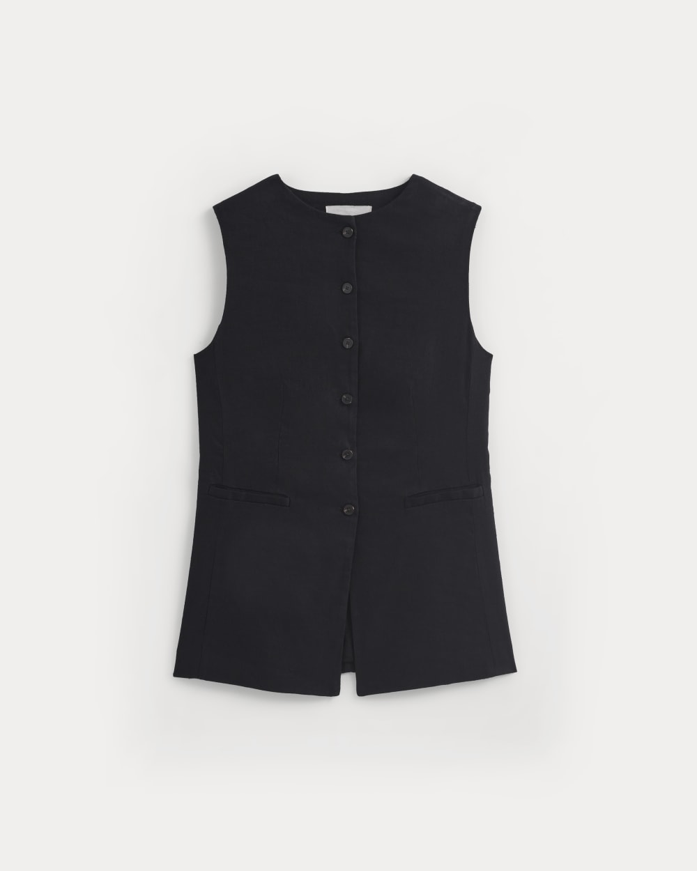Long Vest in Stretch Linen | Black