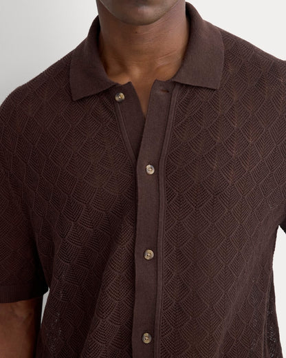 Open-Knit Resort Shirt | Coffee Bean