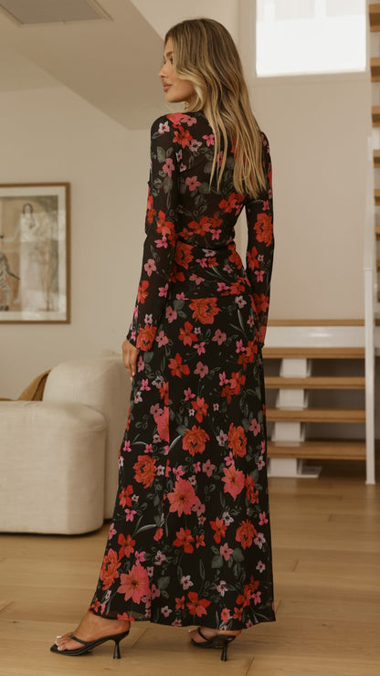 Brianna Open Tie Top - Dark Floral