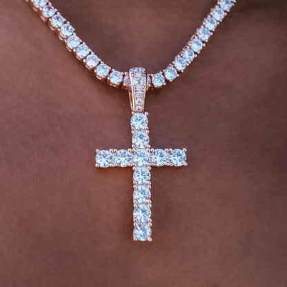 Diamond Cross Pendant in Rose Gold