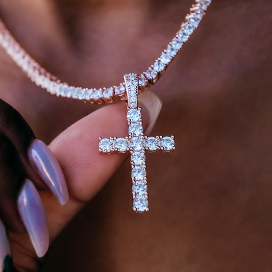 Diamond Cross Pendant in Rose Gold