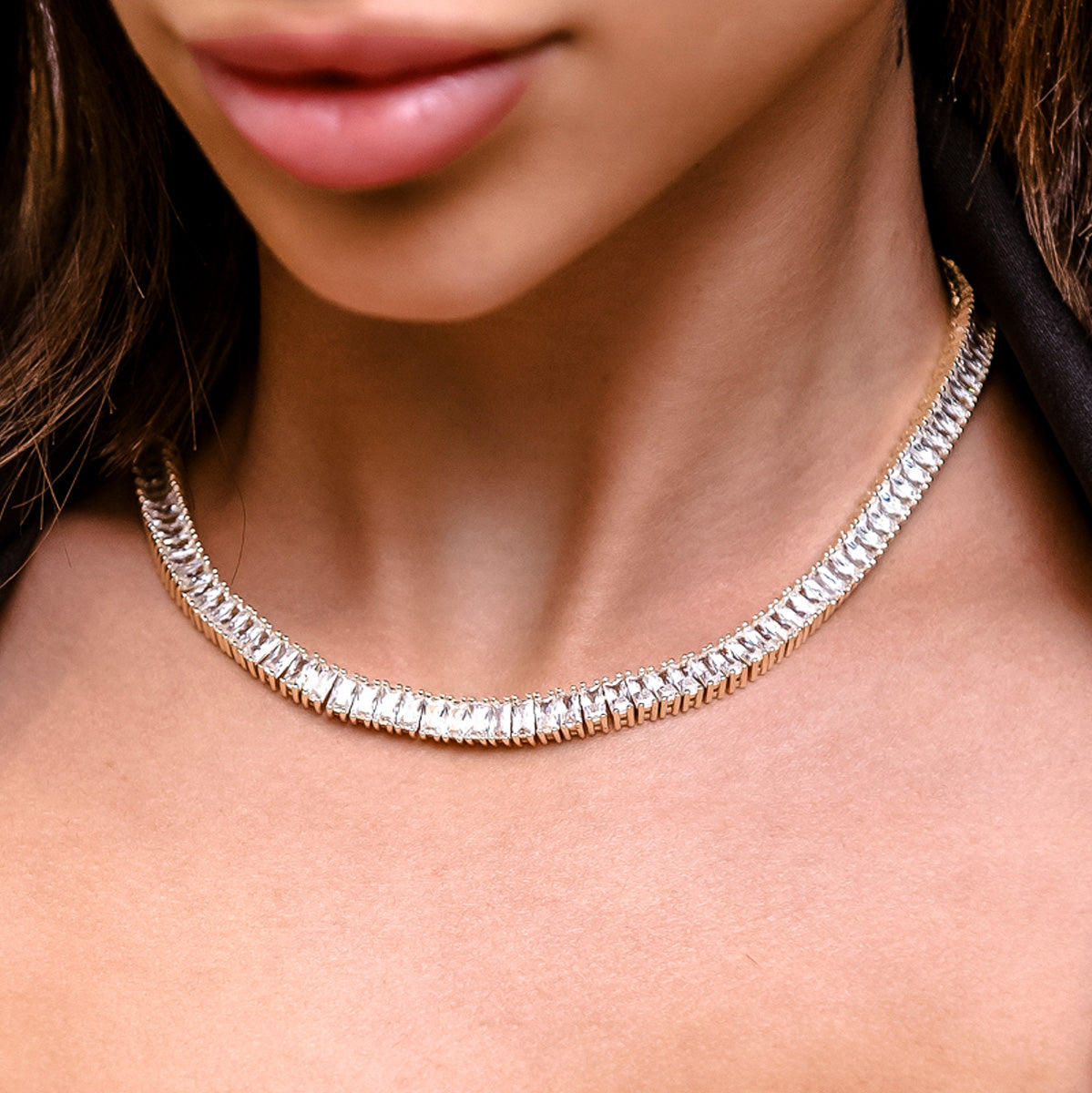 Diamond Baguette Tennis Necklace + Bracelet Bundle in Yellow Gold- 6mm