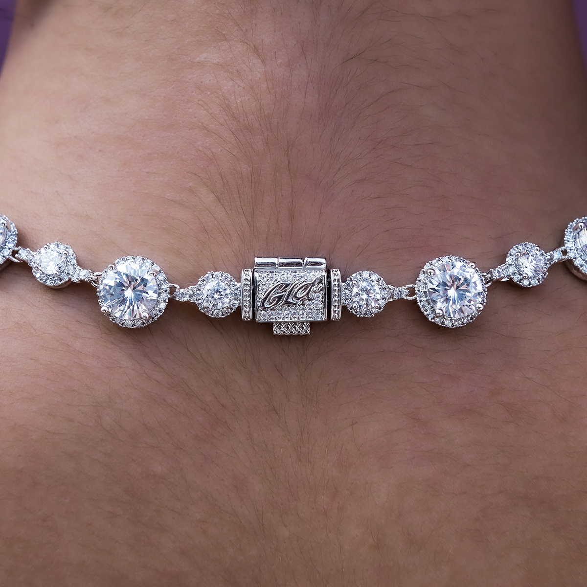 Diamond Halo Tennis Necklace
