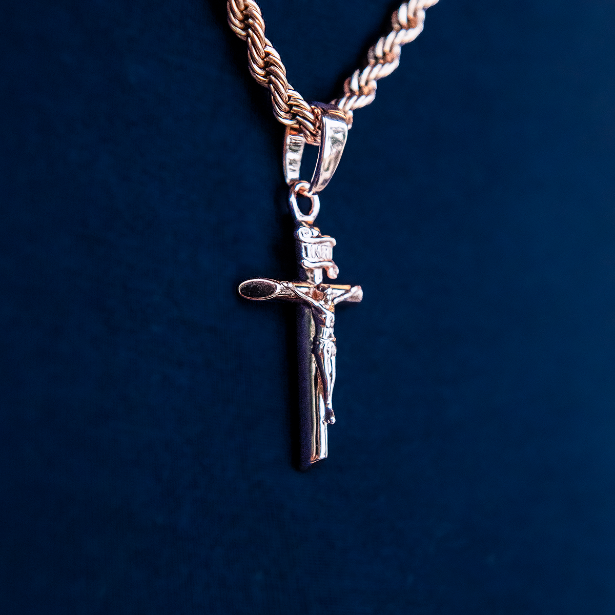 Crucifix Cross Pendant in Rose Gold