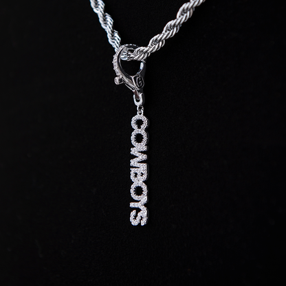 Dallas Cowboys Official NFL Wordmark Logo Clip On Pendant in White Gold