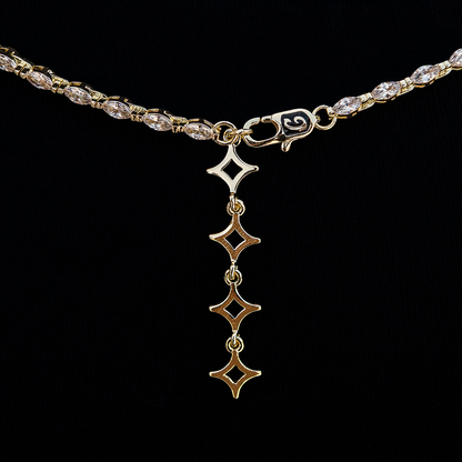 Diamond Marquise Stone Lariat Necklace in Yellow Gold