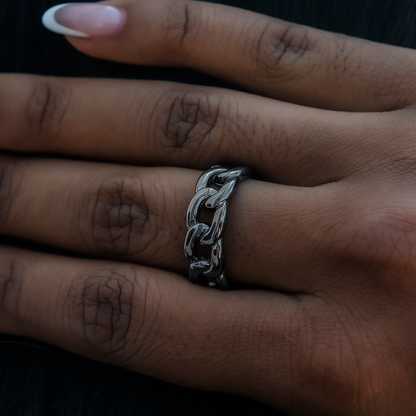 Cuban Band Ring in Matte Black