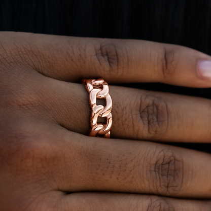 Cuban Band Ring in Rose Gold - 7mm