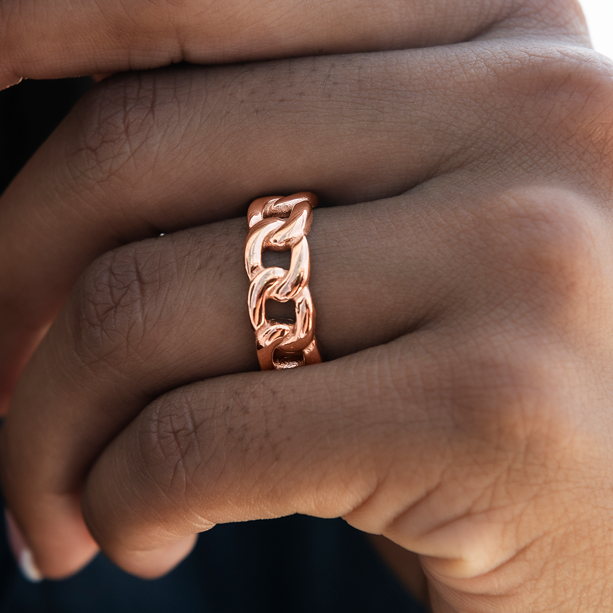 Cuban Band Ring in Rose Gold - 7mm