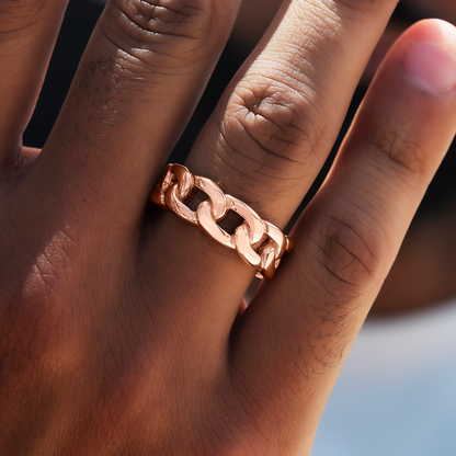 Cuban Band Ring in Rose Gold - 7mm