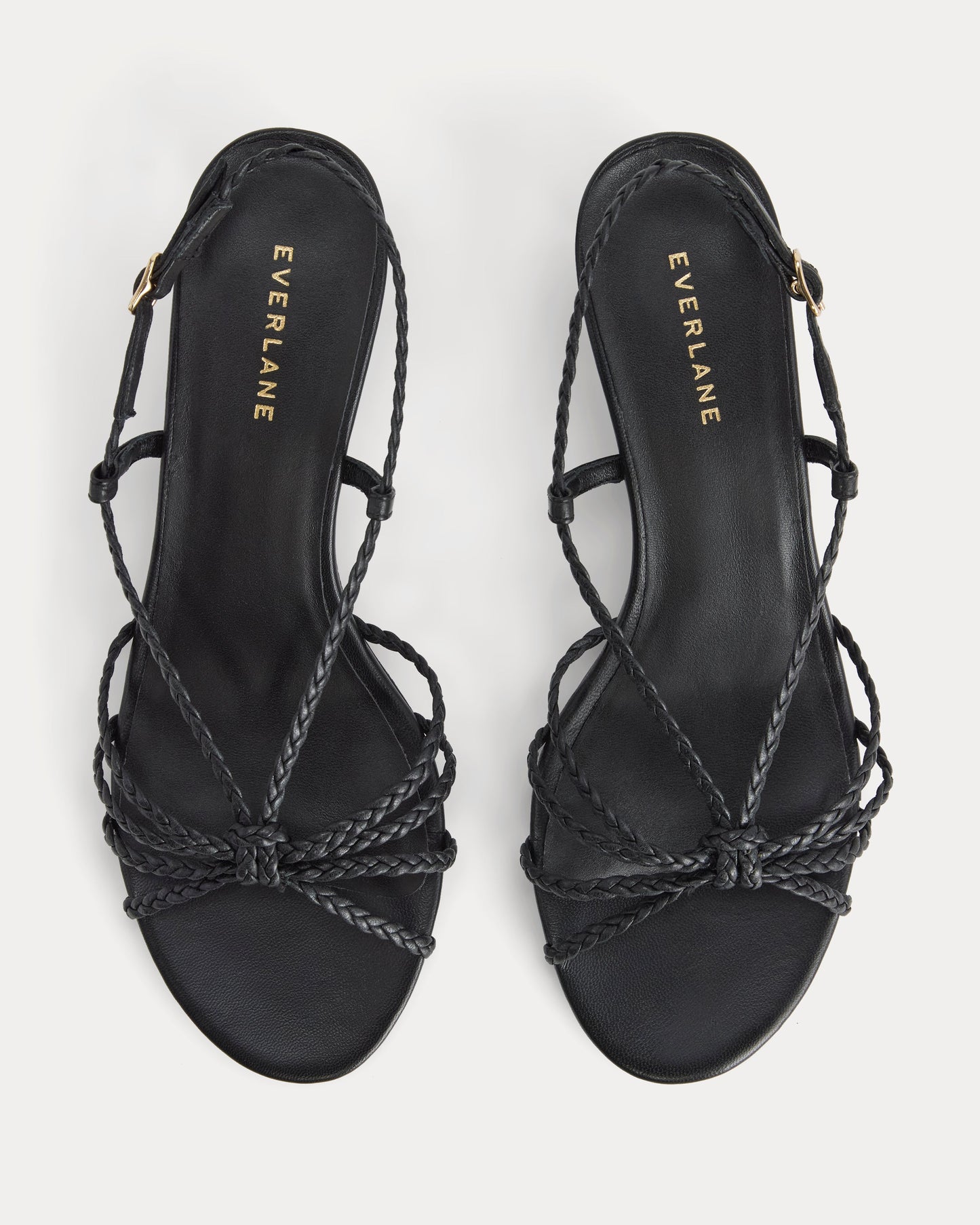 Made in Italy Braided Kitten Heel | Black Leather
