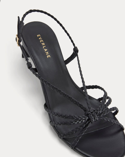 Made in Italy Braided Kitten Heel | Black Leather