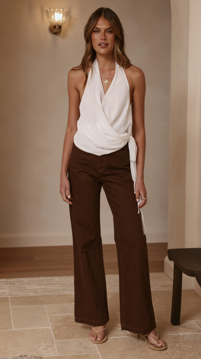 Belle Halter Neck Top - White