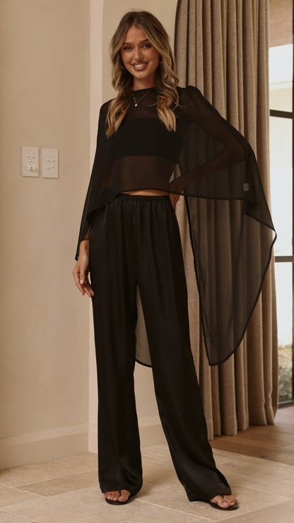 Carey Sheer Cape Poncho - Black