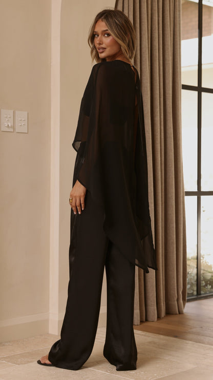 Carey Sheer Cape Poncho - Black