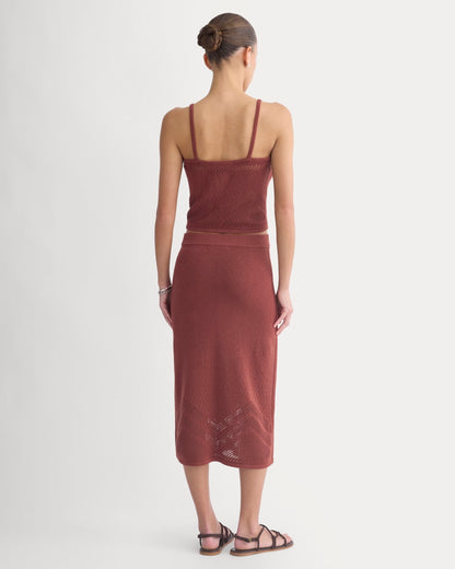 Lace-Knit Maxi Skirt | Henna Red