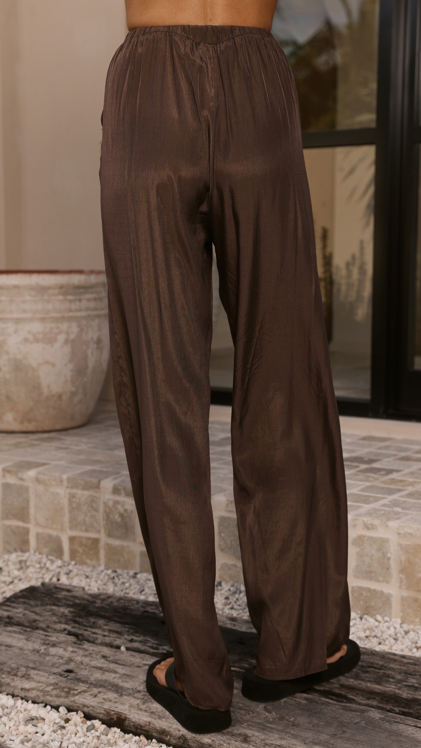 Baela One Shoulder Top & Pants Set - Chocolate