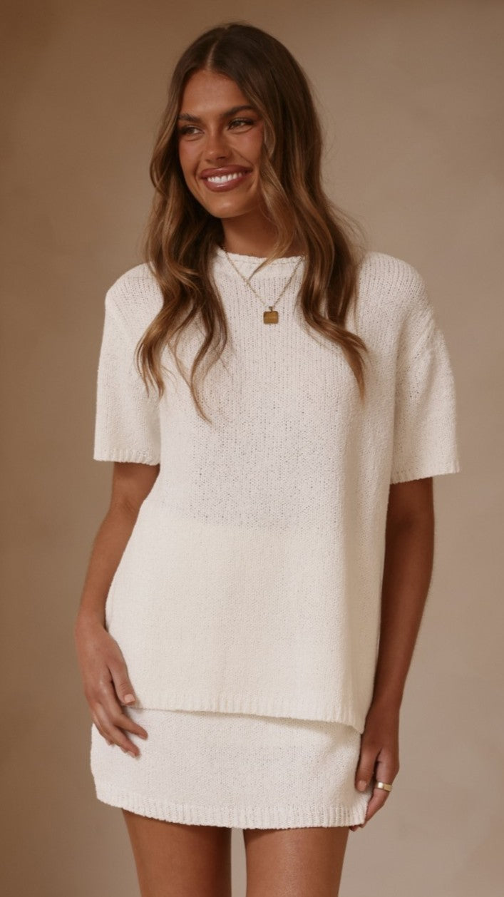 Casey Oversized Knit Tee - Off White