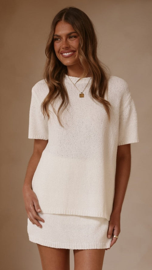 Casey Oversized Knit Tee - Off White