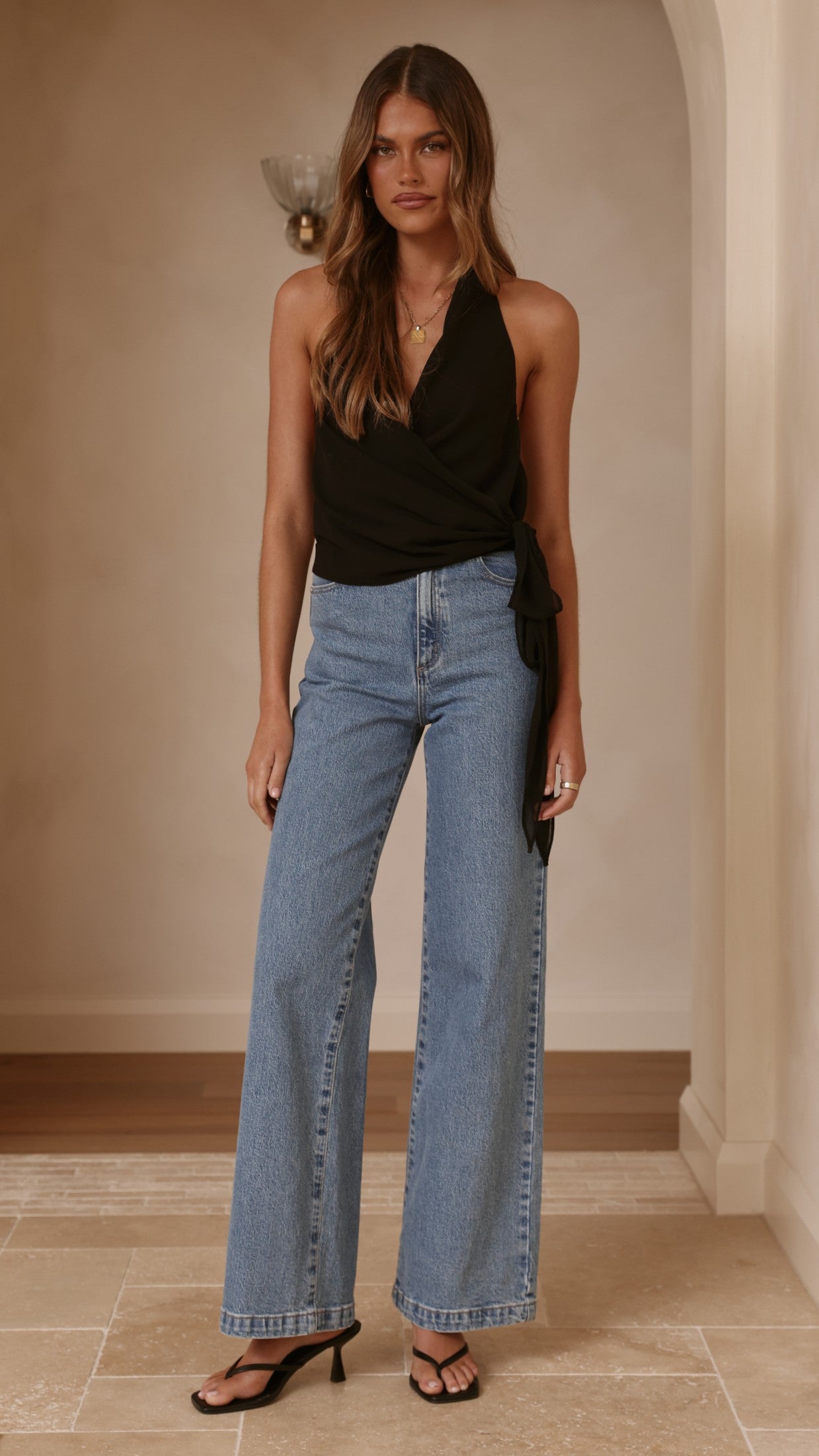 Belle Halter Neck Top - Black
